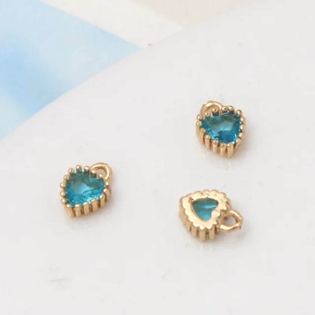 14K Gold Plated Zircon Heart 7*5mm Charm - 1 Piece