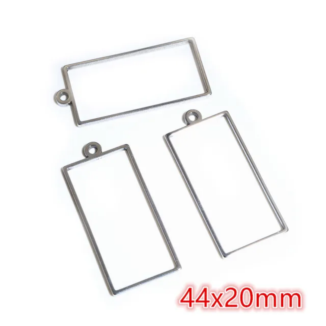 Stainless Steel Rectangle 44*20mm Bezel - 1 Piece