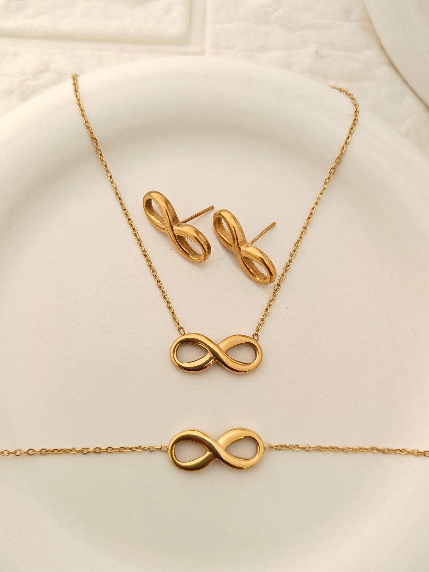 Infinity Combo Set - Stud, Bracelet, Chain