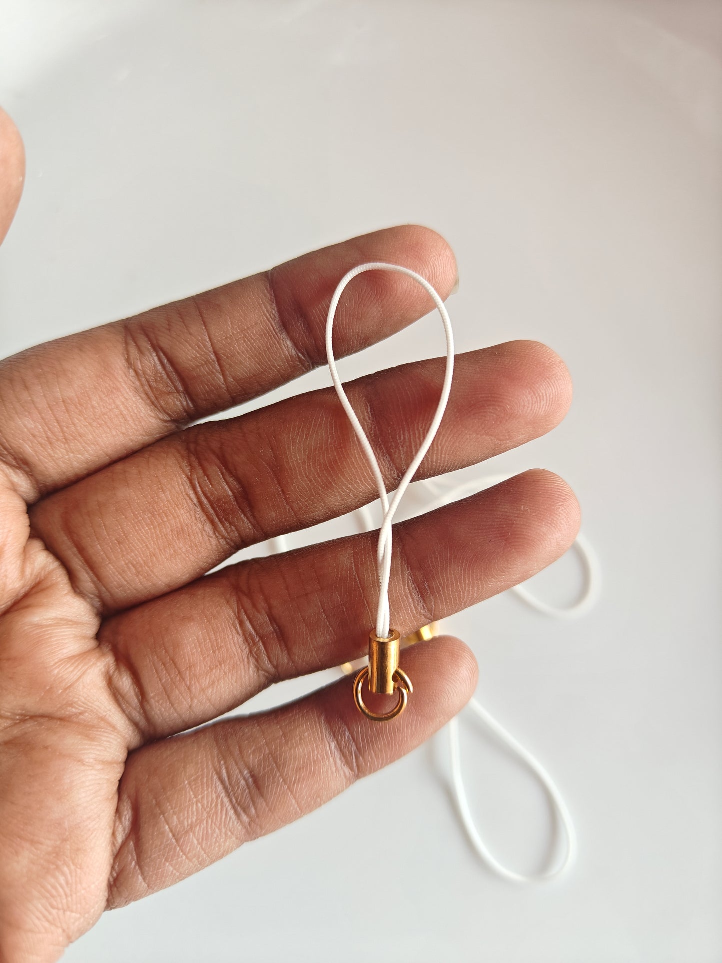 White Phone Cord With Gold Connector - Pack of 5 Pieces