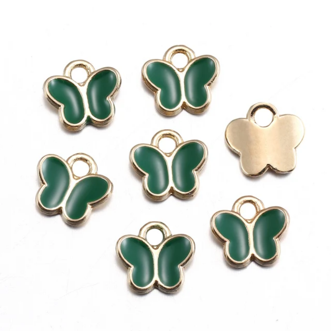 Mini Butterfly Enamel Charm 8mm - 1 Piece