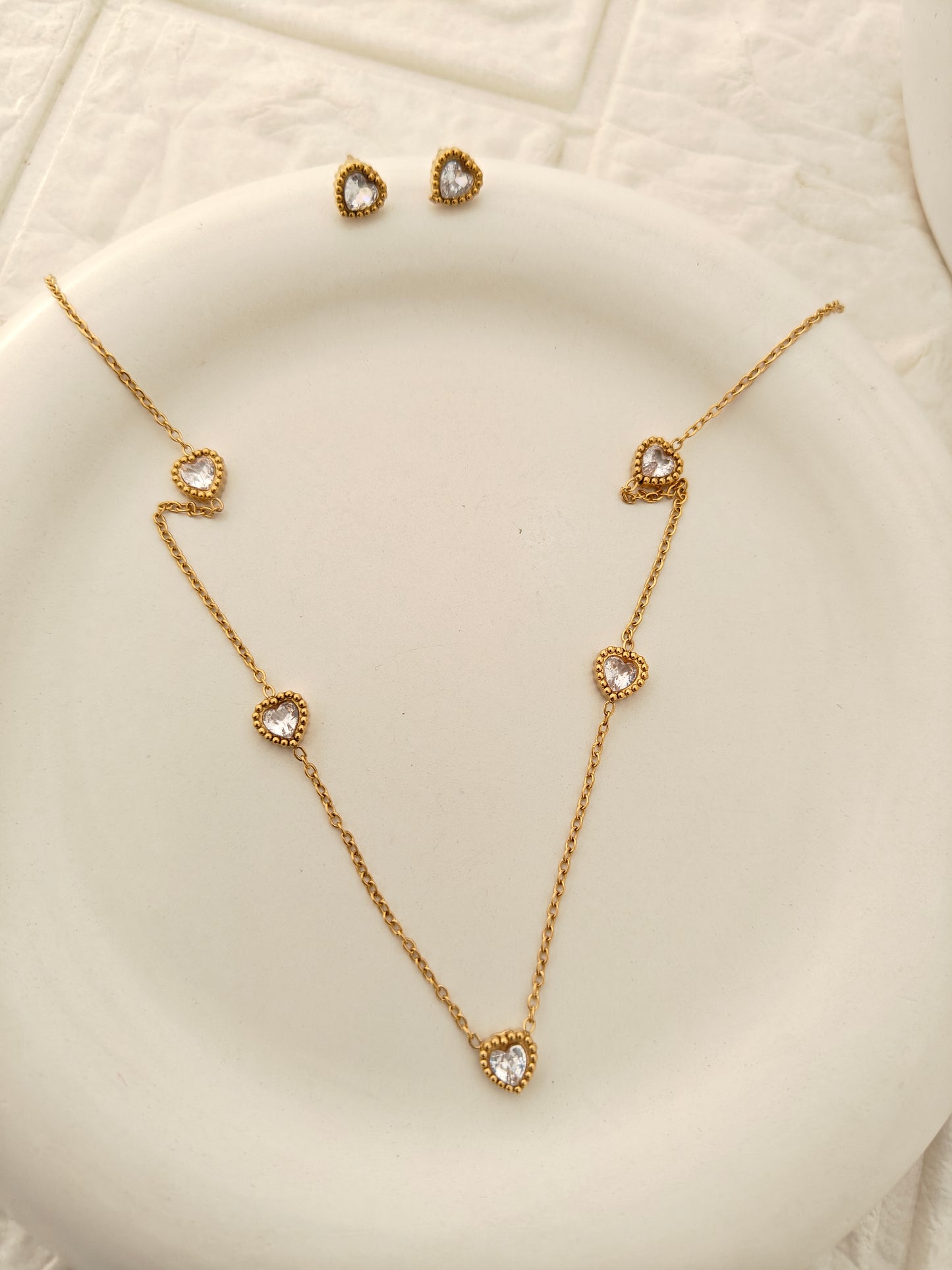 Aurora Heart Combo Set - Stud, Chain