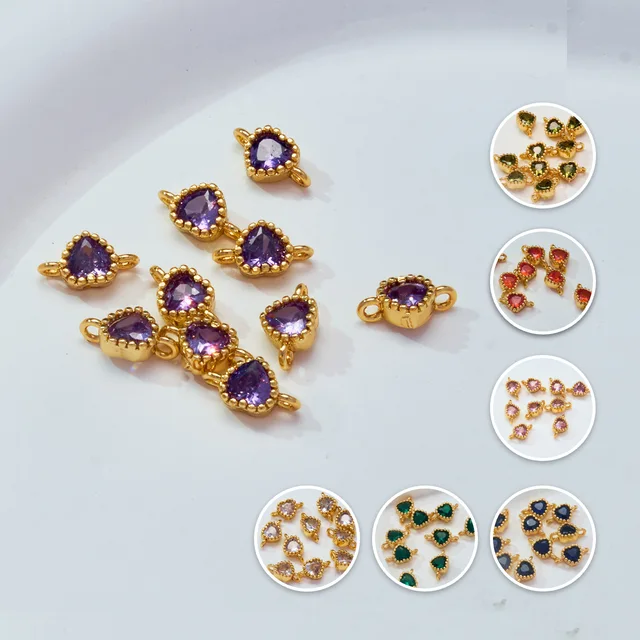 CZ Heart Connector Charm - 1 Piece