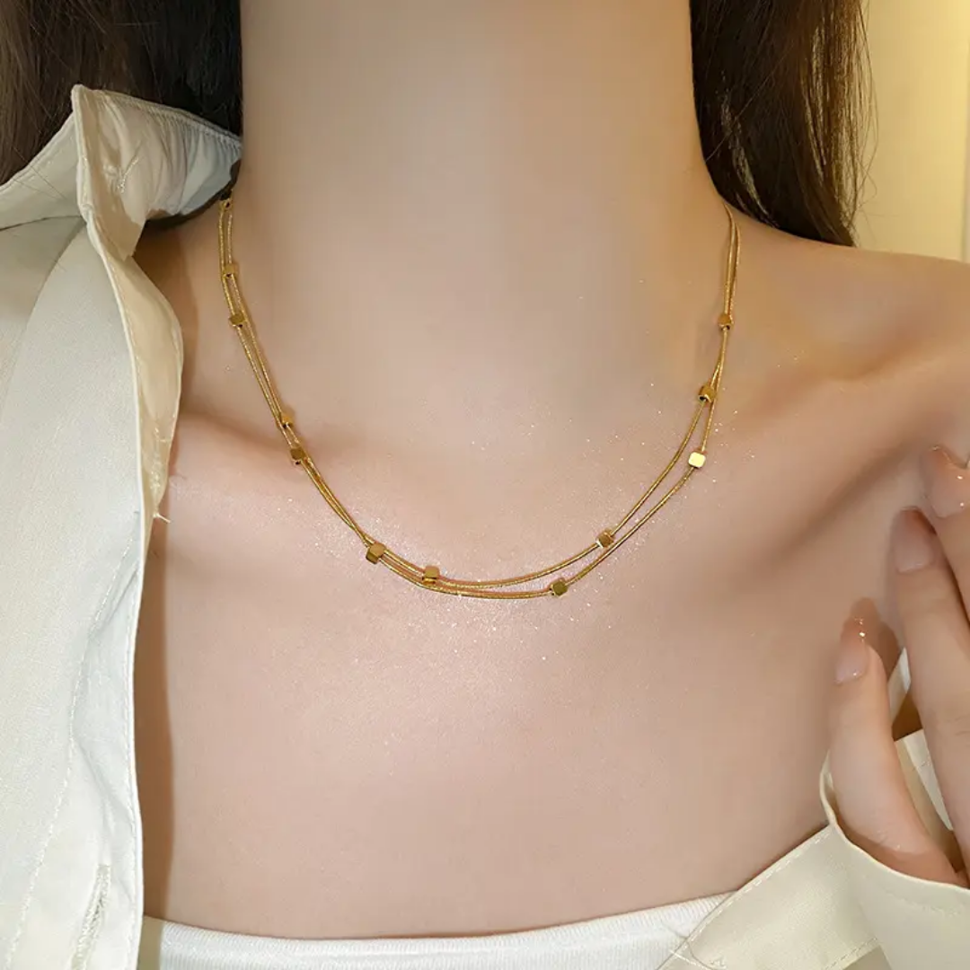 Square Bead Double Layer Chain
