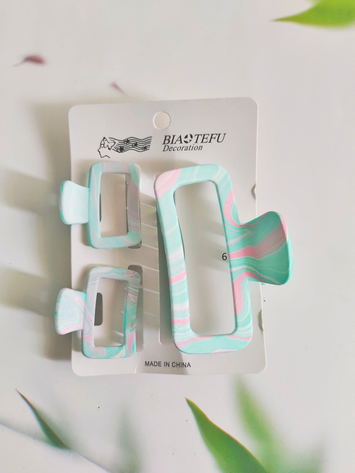 Rectangle Marble Effect Claw Combo Set