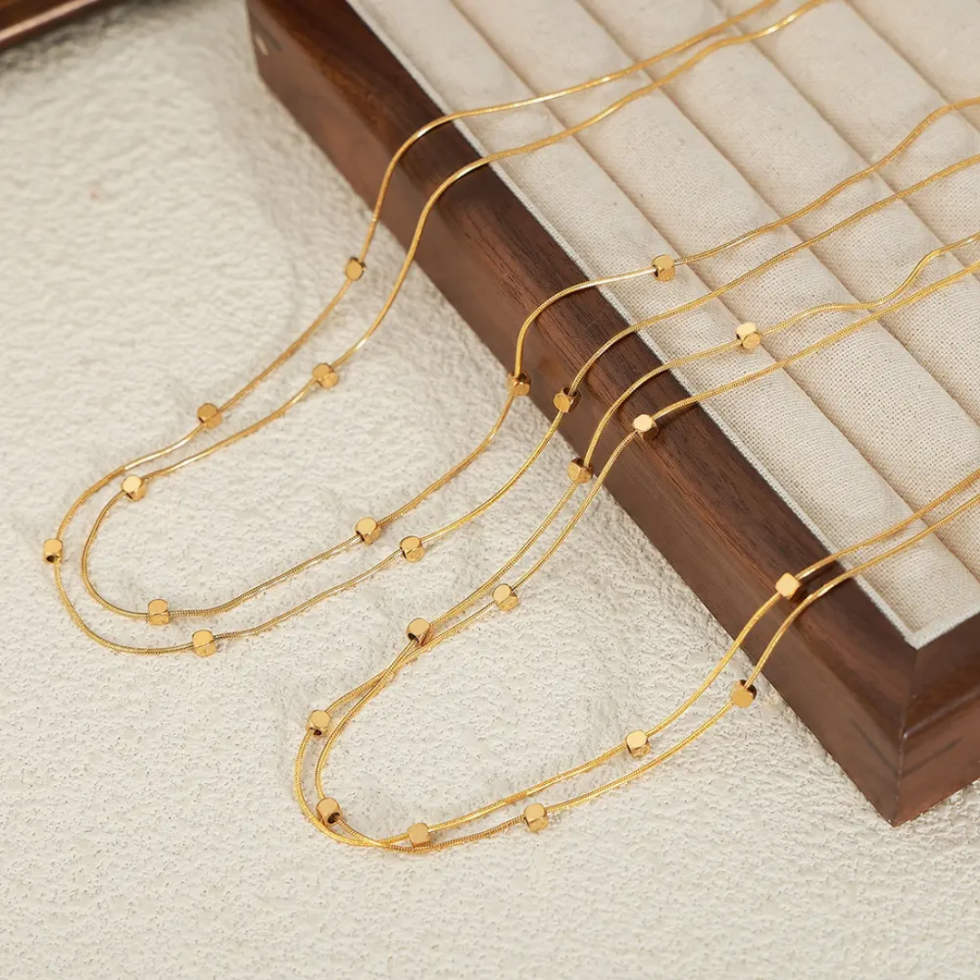 Square Bead Double Layer Chain