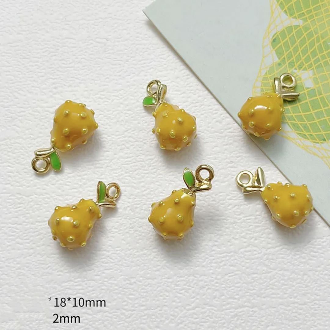 Pear Fruit 14k Gold Plated Charm - 1 Piece - Anti Tarnish