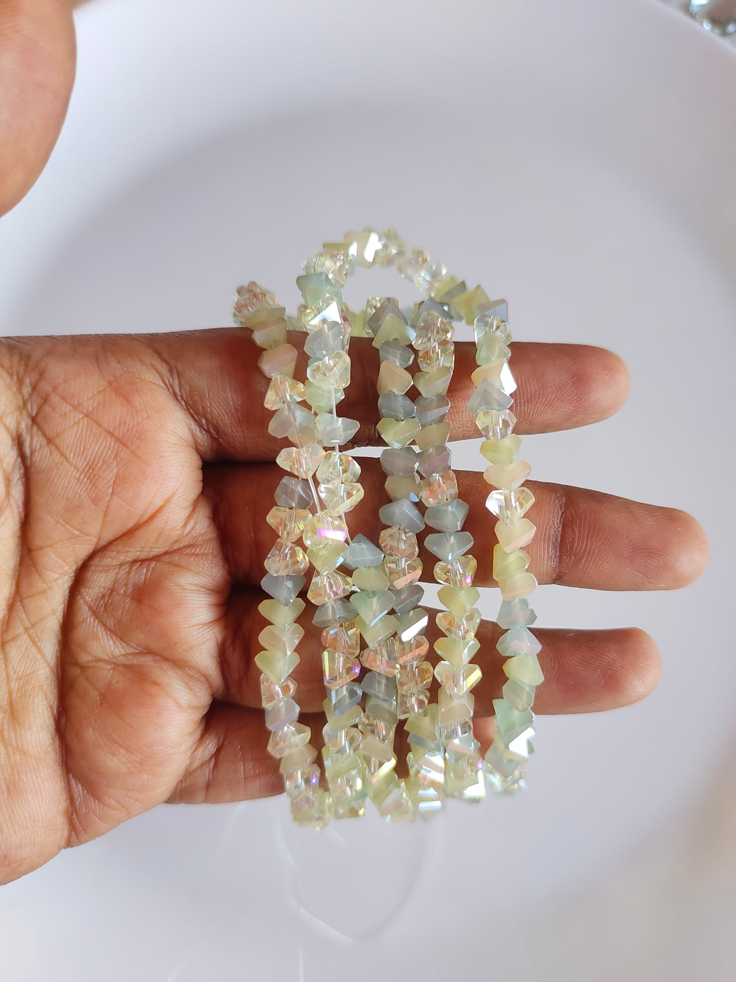Premium Pale Green Triangle Crystal Beads