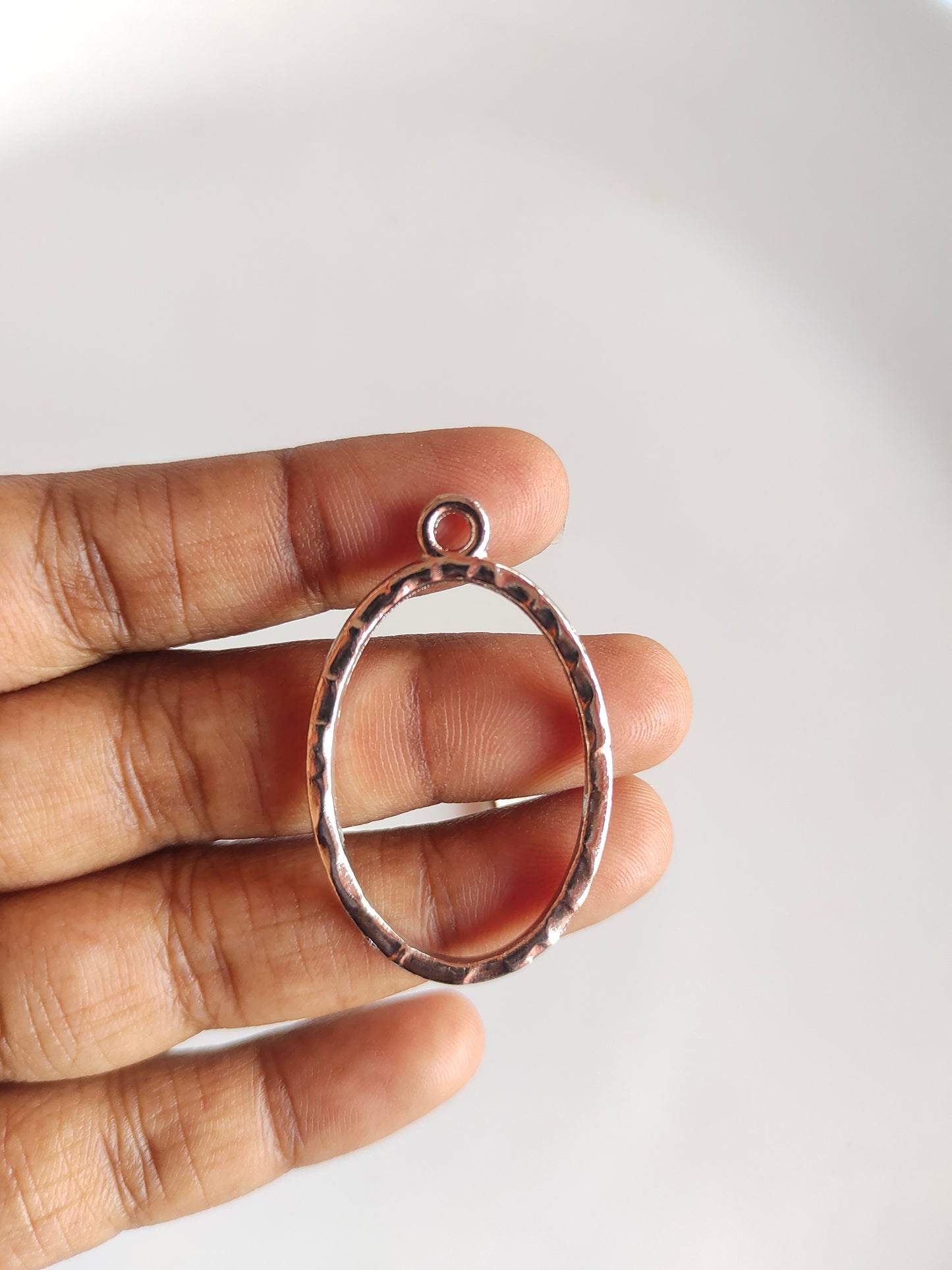 Silver Oval Hammered Bezel - 1 Piece