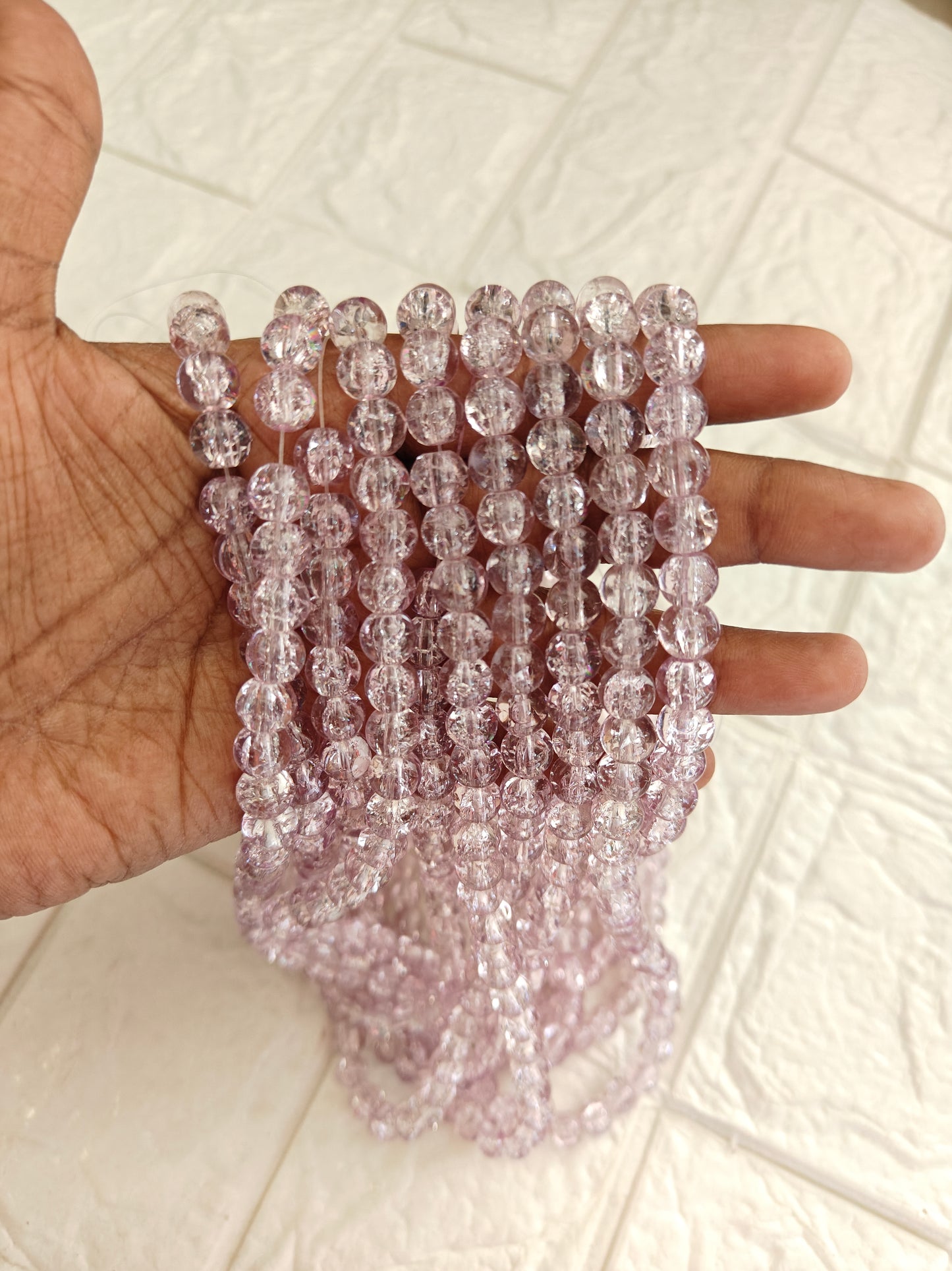 Single Shade Crackle Beads 8mm Light Purple - approx. 100 beads