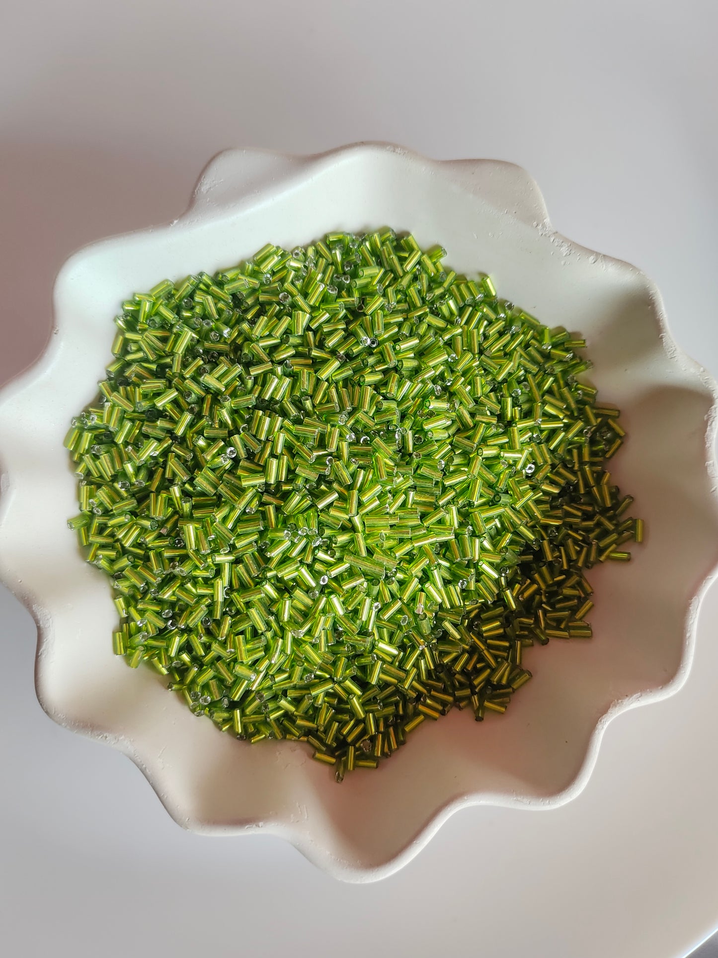 Light Green Tube Seed Beads 10g
