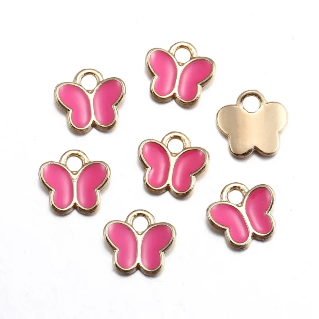 Mini Butterfly Enamel Charm 8mm - 1 Piece