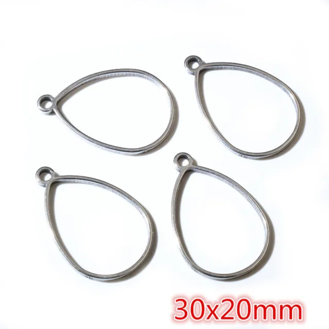 Stainless Steel Drop 30*20mm Bezel - 1 Piece