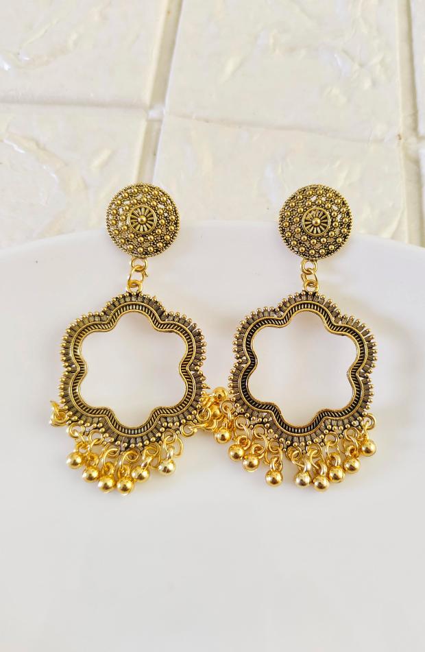Gold Flower Jhumka Base - 1 Pair