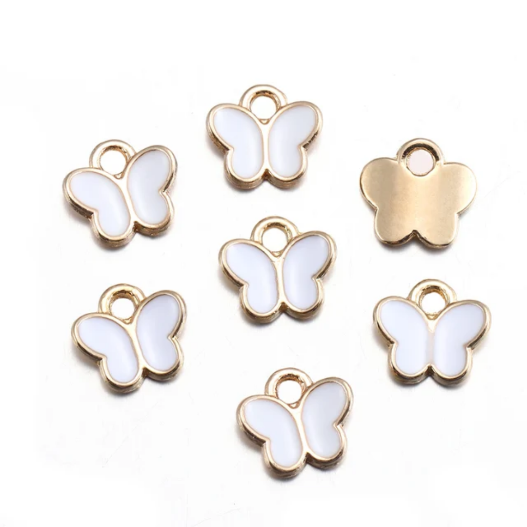Mini Butterfly Enamel Charm 8mm - 1 Piece