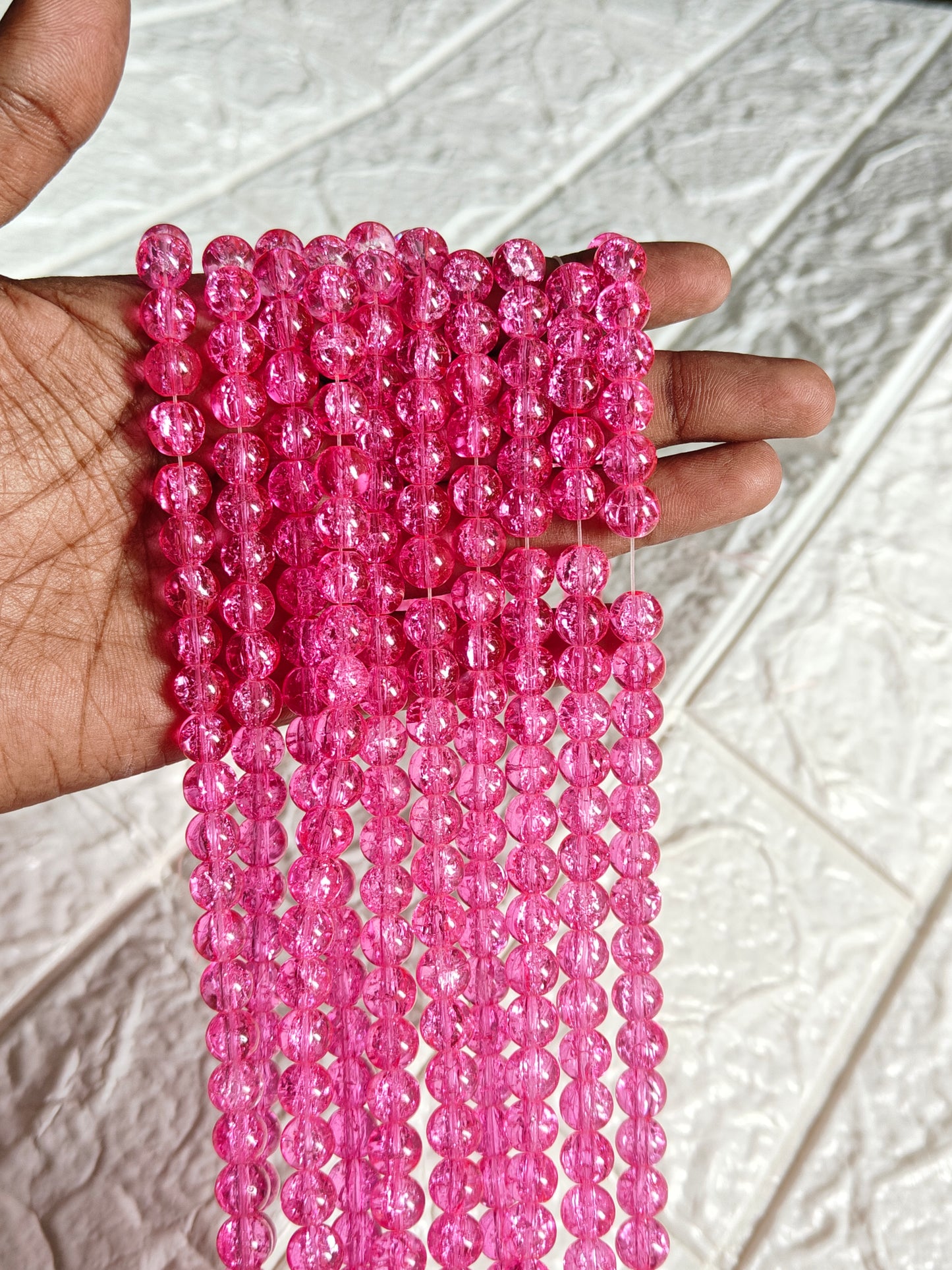 Single Shade Crackle Beads Fuchsia - approx. 100 beads
