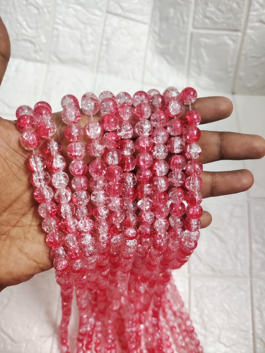 Dual Shade Crackle Beads 8mm - approx. 100 beads