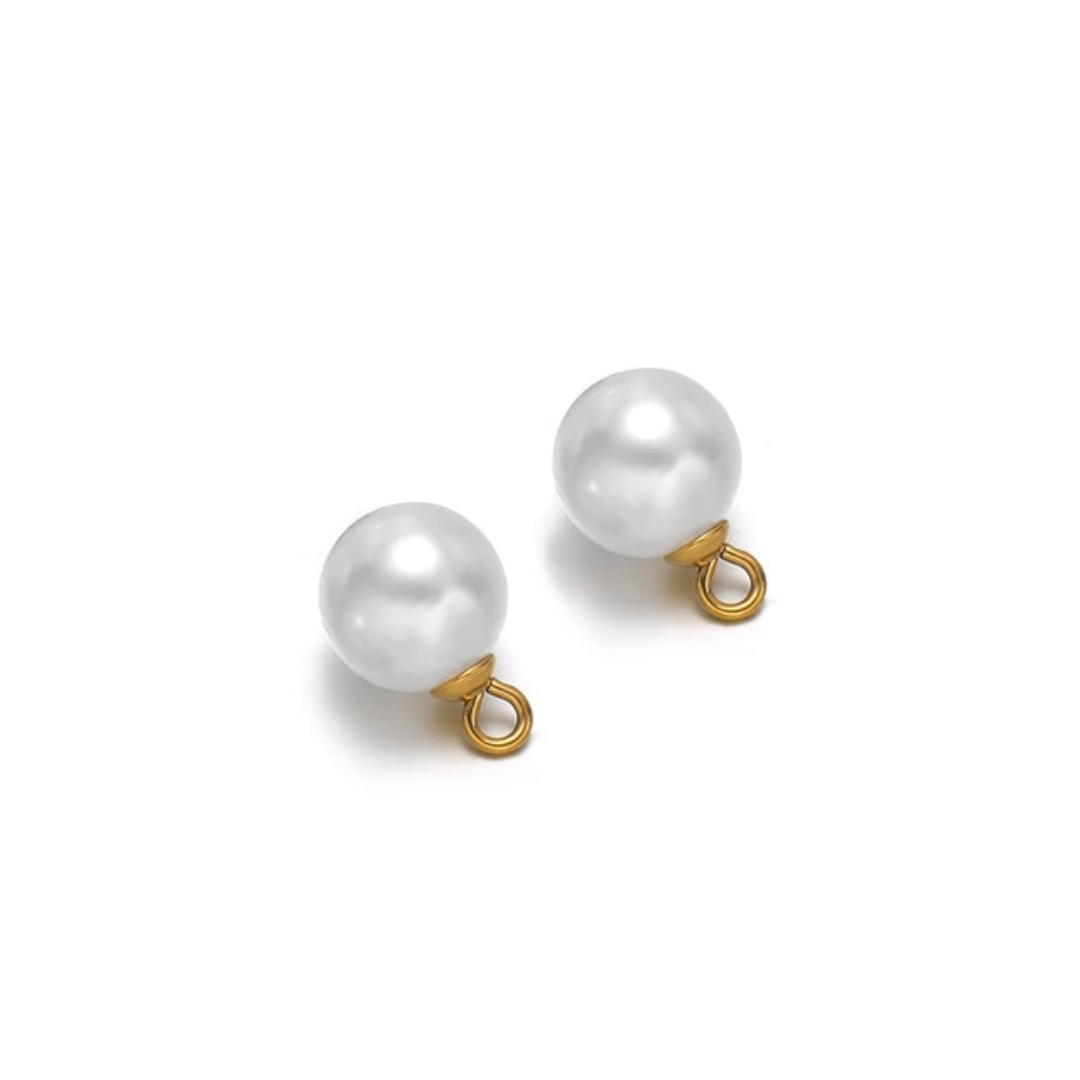 White Round Pearl Charm - 1 Piece