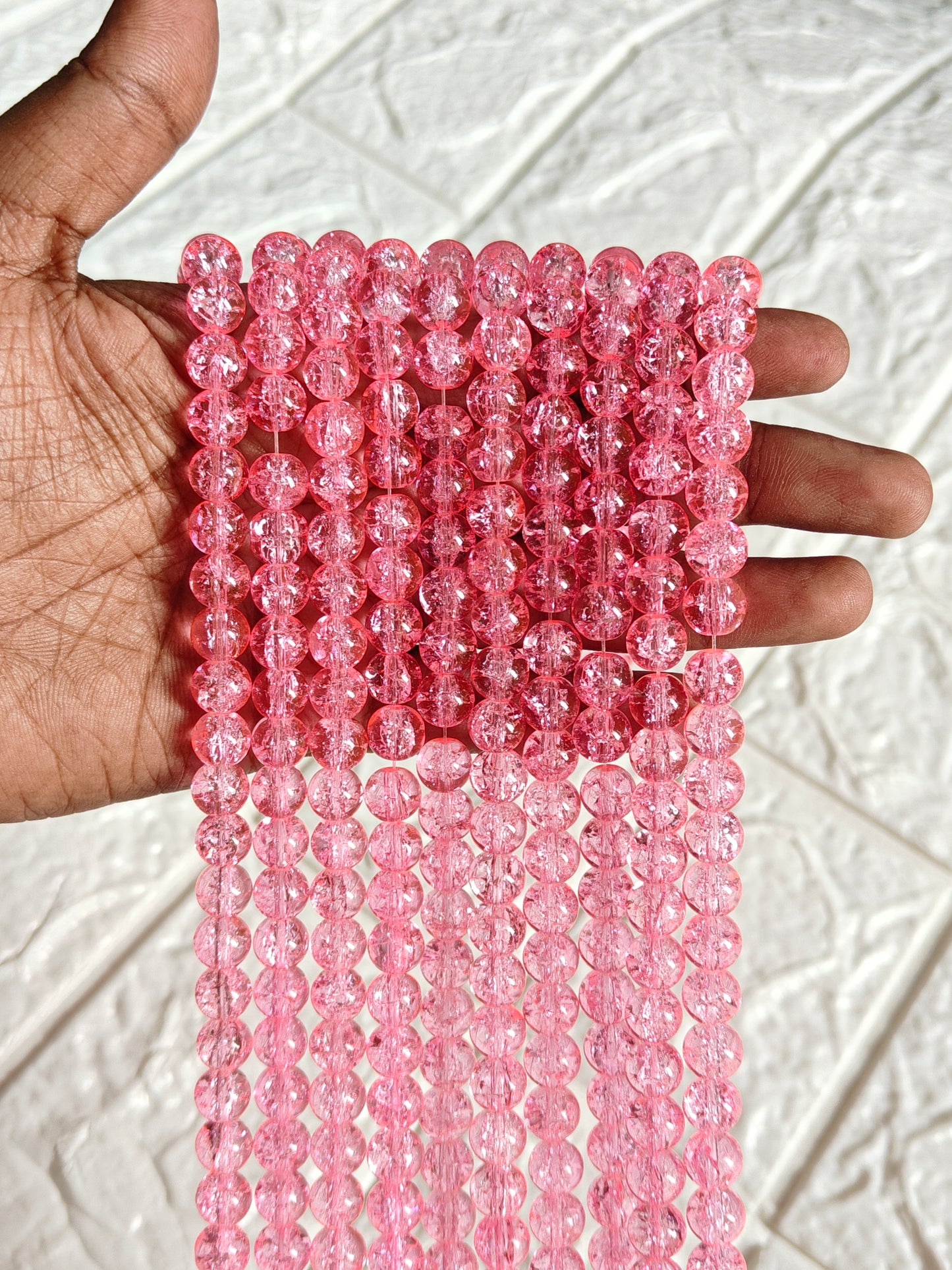 Single Shade Crackle Beads D.Pink - approx. 100 beads