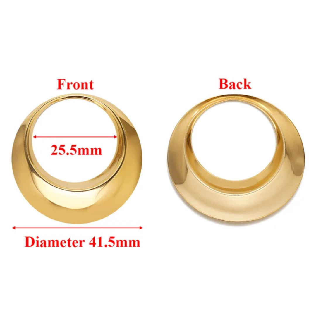 Stainless Steel Gold Hollow Big Round Bezel - 1 Piece