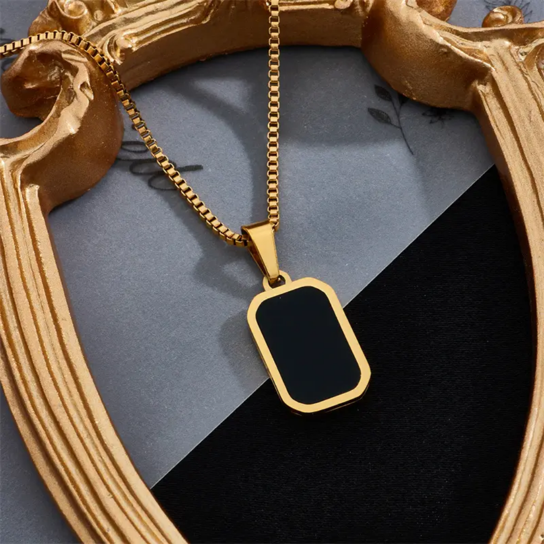 Black Rectangle Pendant Chain