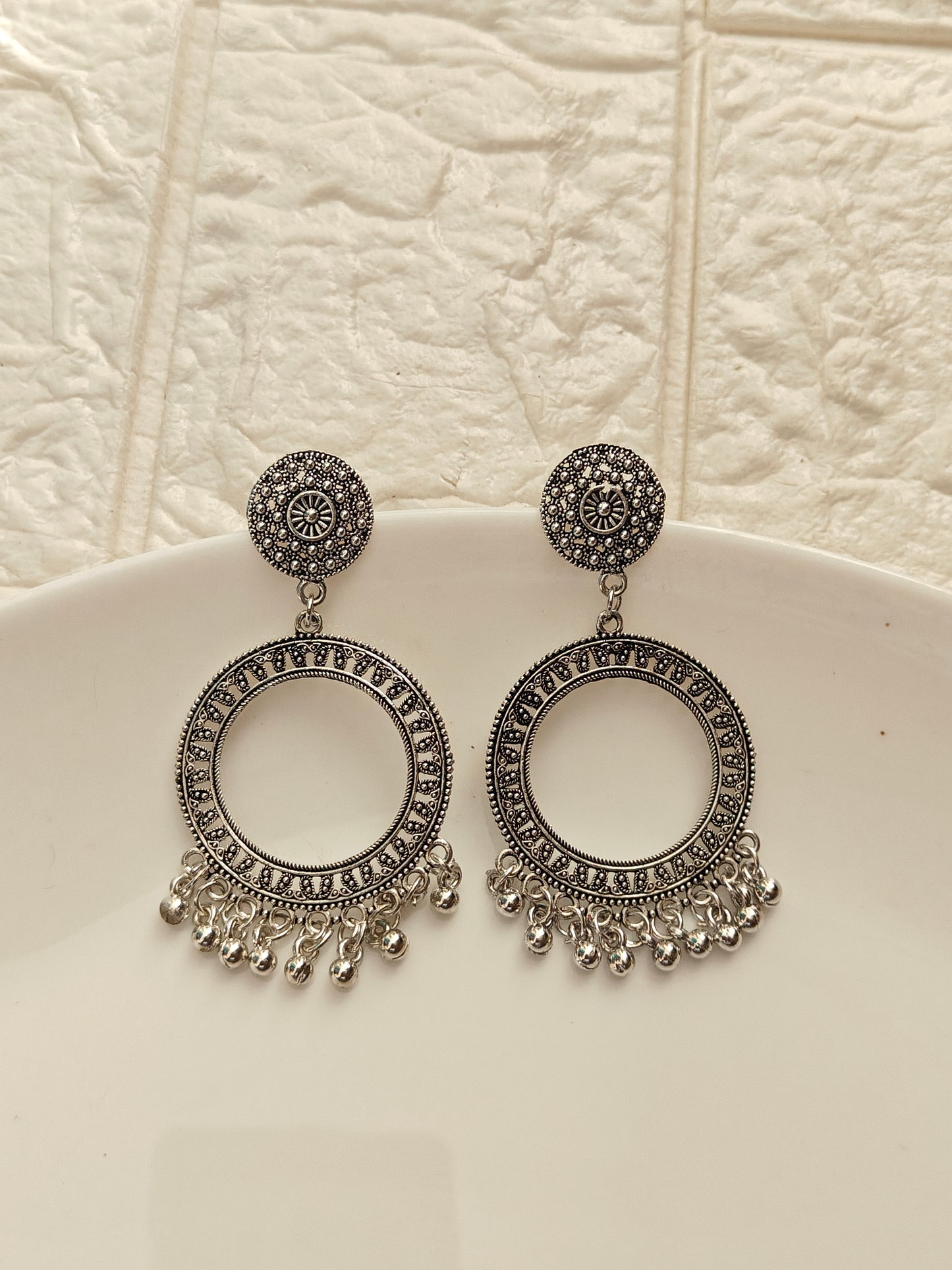 Silver Round 24mm Jhumka Base - 1 Pair
