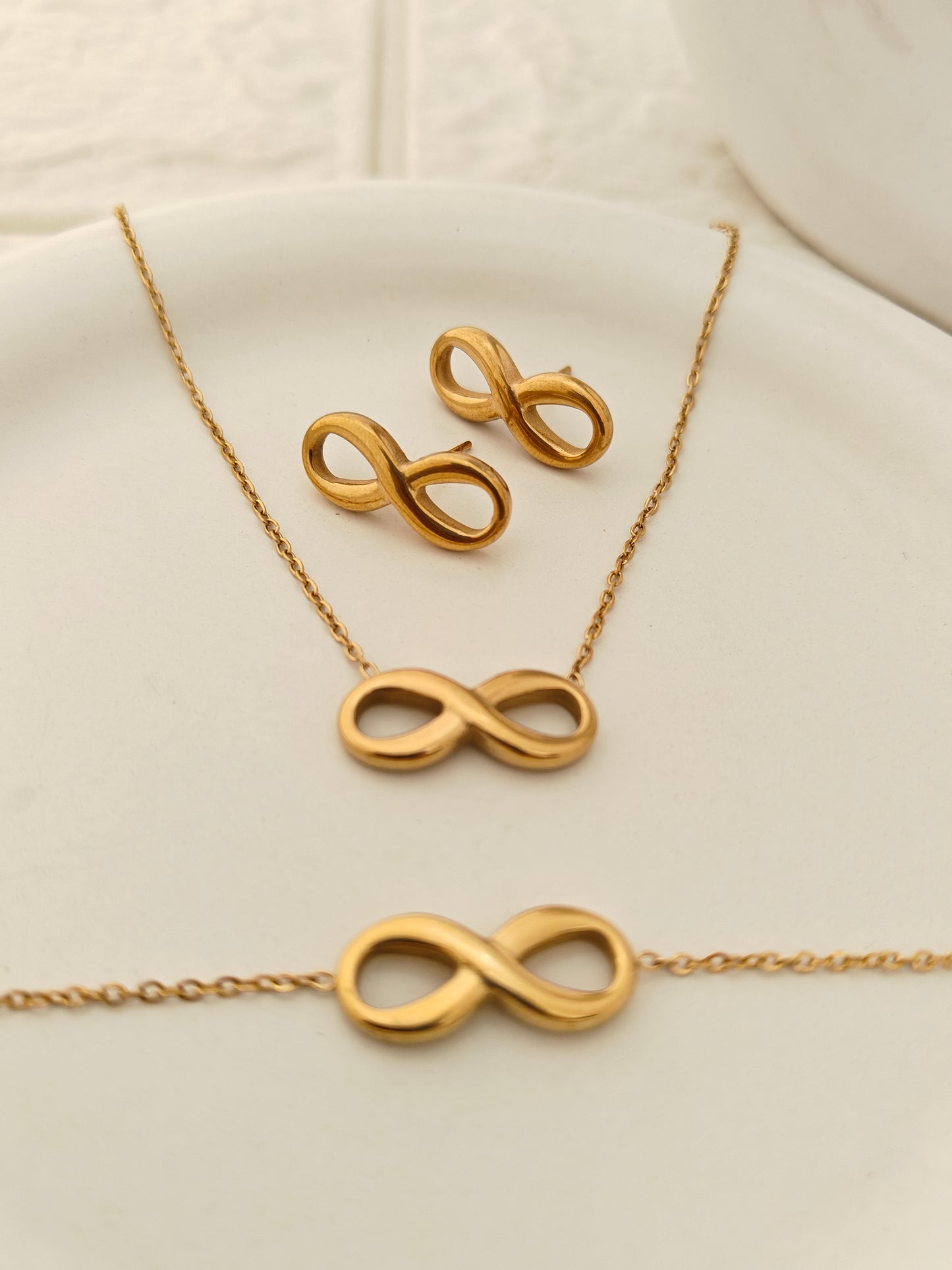 Infinity Combo Set - Stud, Bracelet, Chain