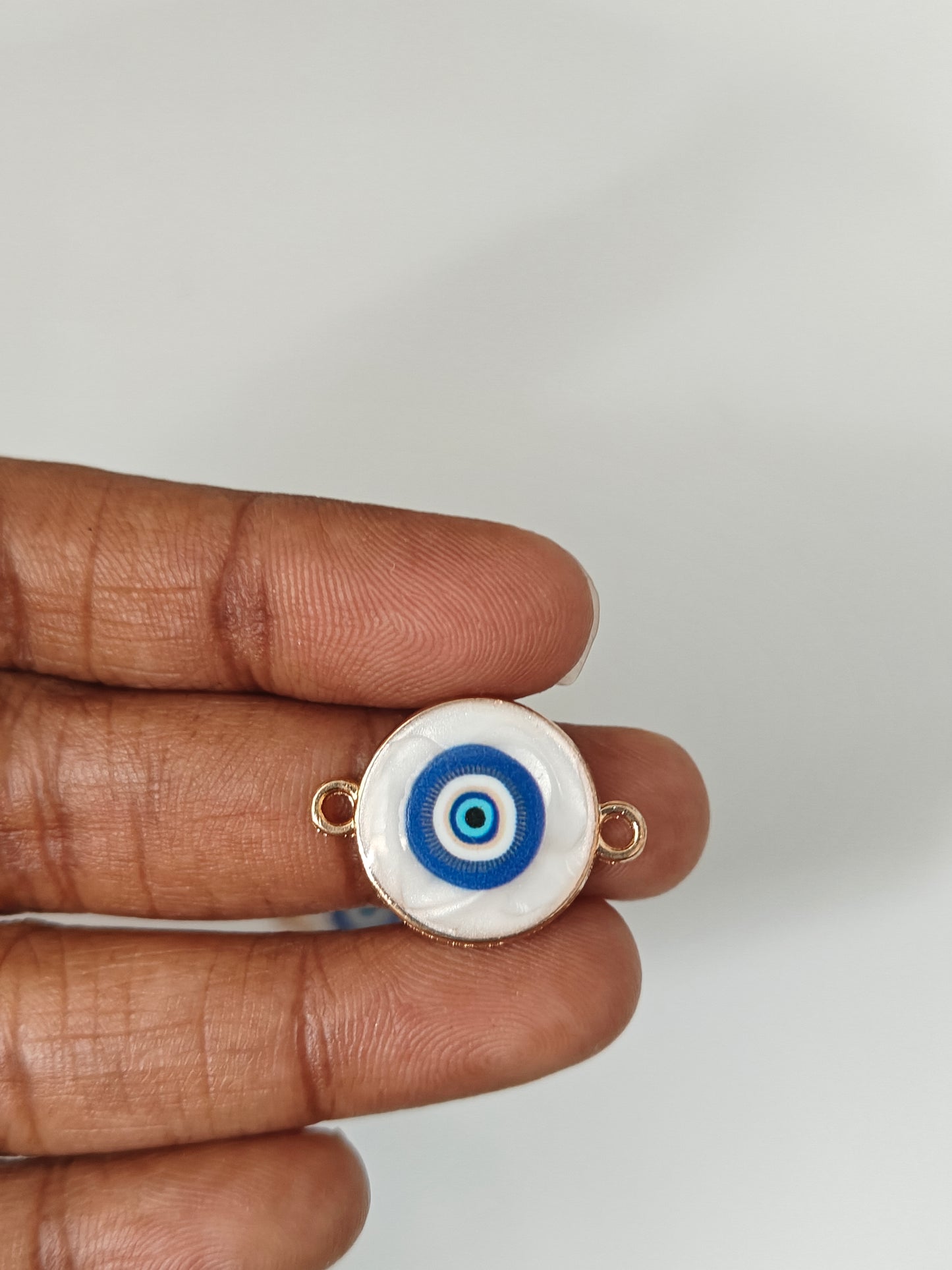 Round Evil Eye Connector Charm - 1 Piece