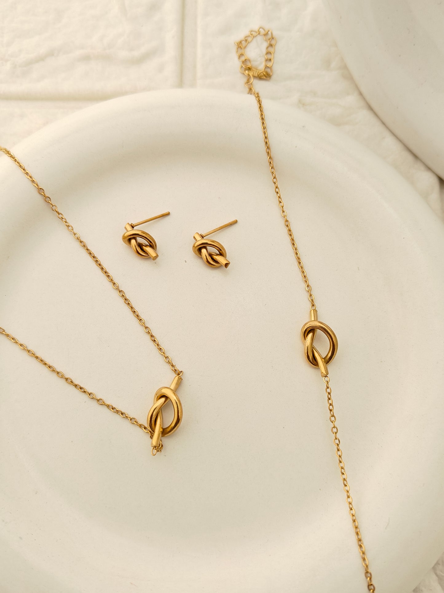 Knot Combo Set - Stud, Bracelet, Chain