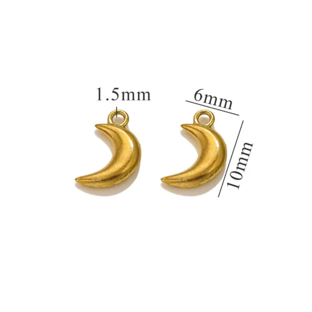 Mini Crescent Bubble SS 18k Gold PVD Plated Charm - 1 Piece