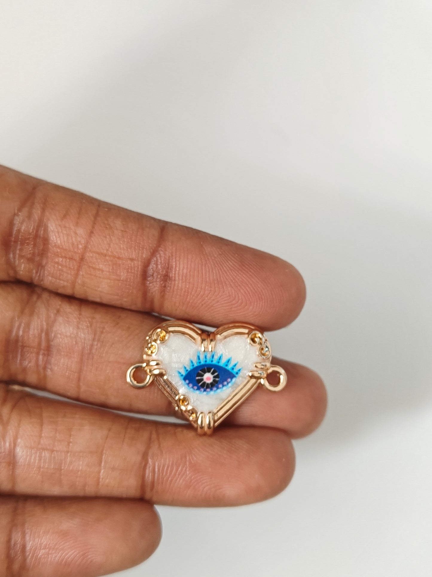 Heart Evil Eye Connector Charm - 1 Piece