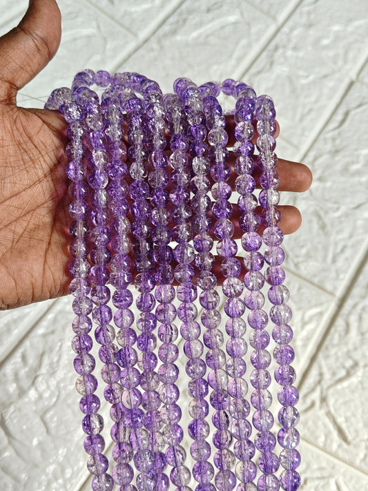 Dual Shade Crackle Beads 8mm - approx. 100 beads