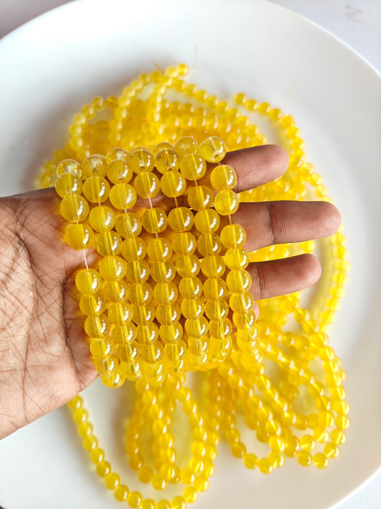 Jelly Beads 8mm Transparent Yellow - approx. 100 beads
