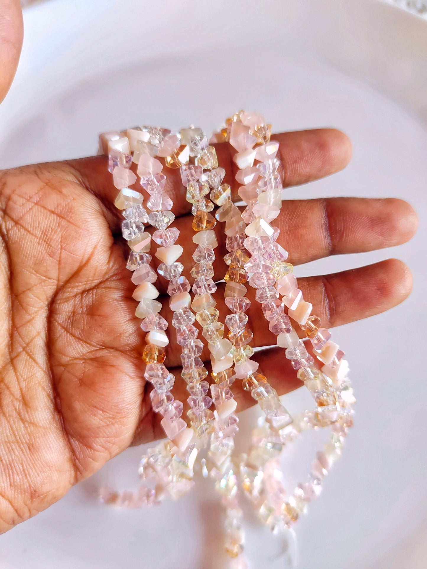 Premium Light Pink Triangle Crystal Beads