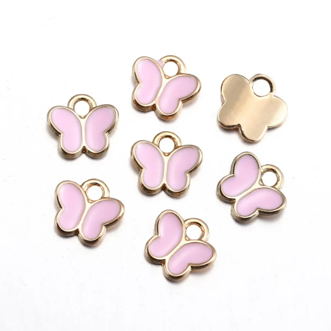 Mini Butterfly Enamel Charm 8mm - 1 Piece