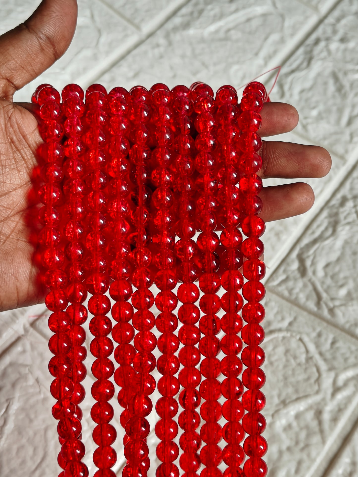 Single Shade Crackle Beads Red - approx. 100 beads