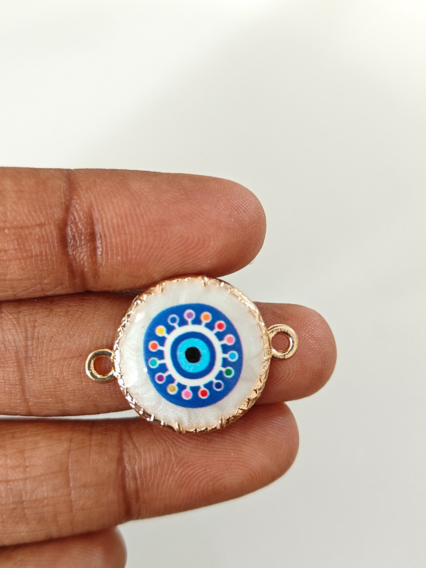 Round Evil Eye Connector Charm - 1 Piece