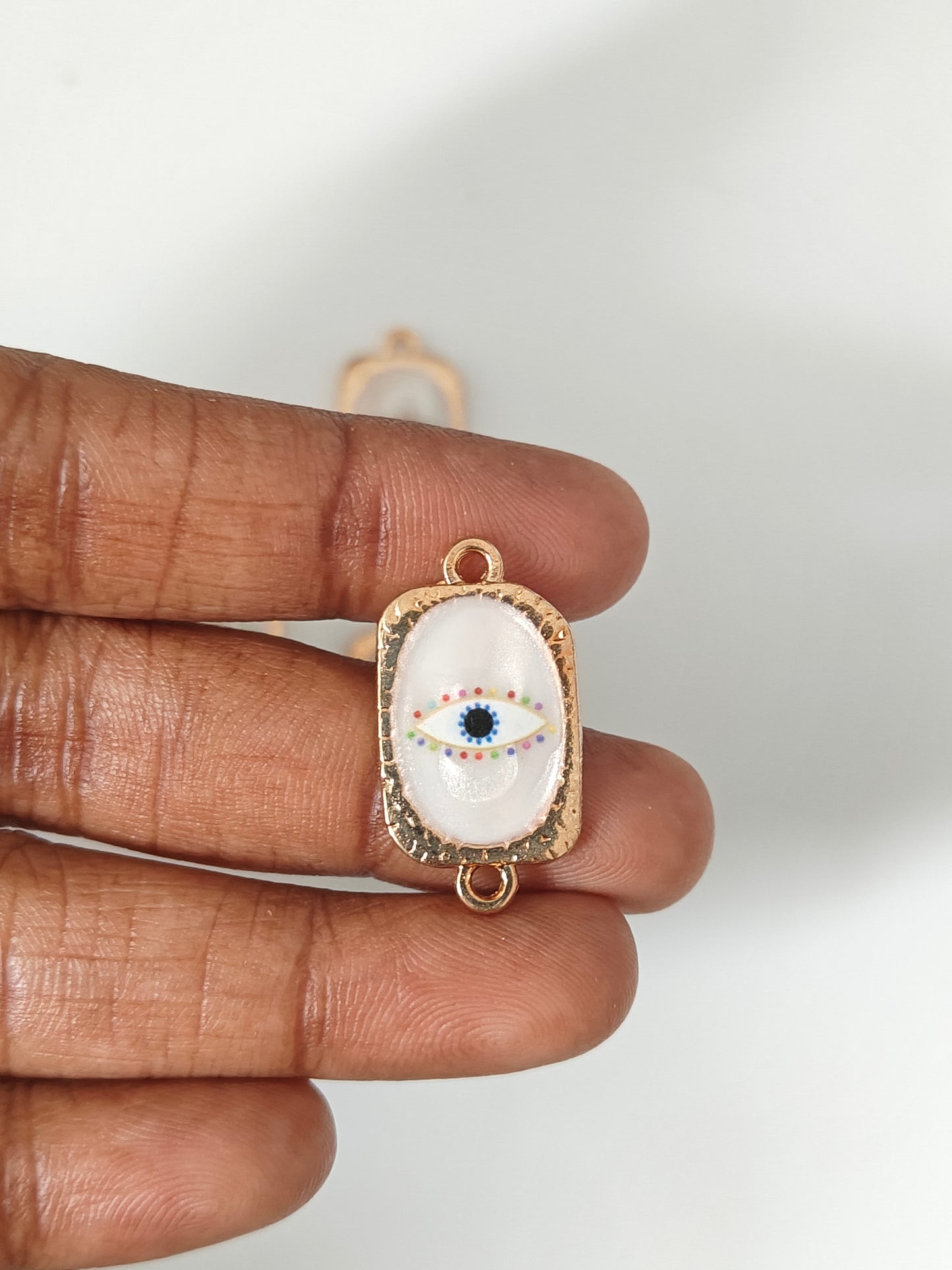 Rectangle Evil Eye Connector Charm - 1 Piece