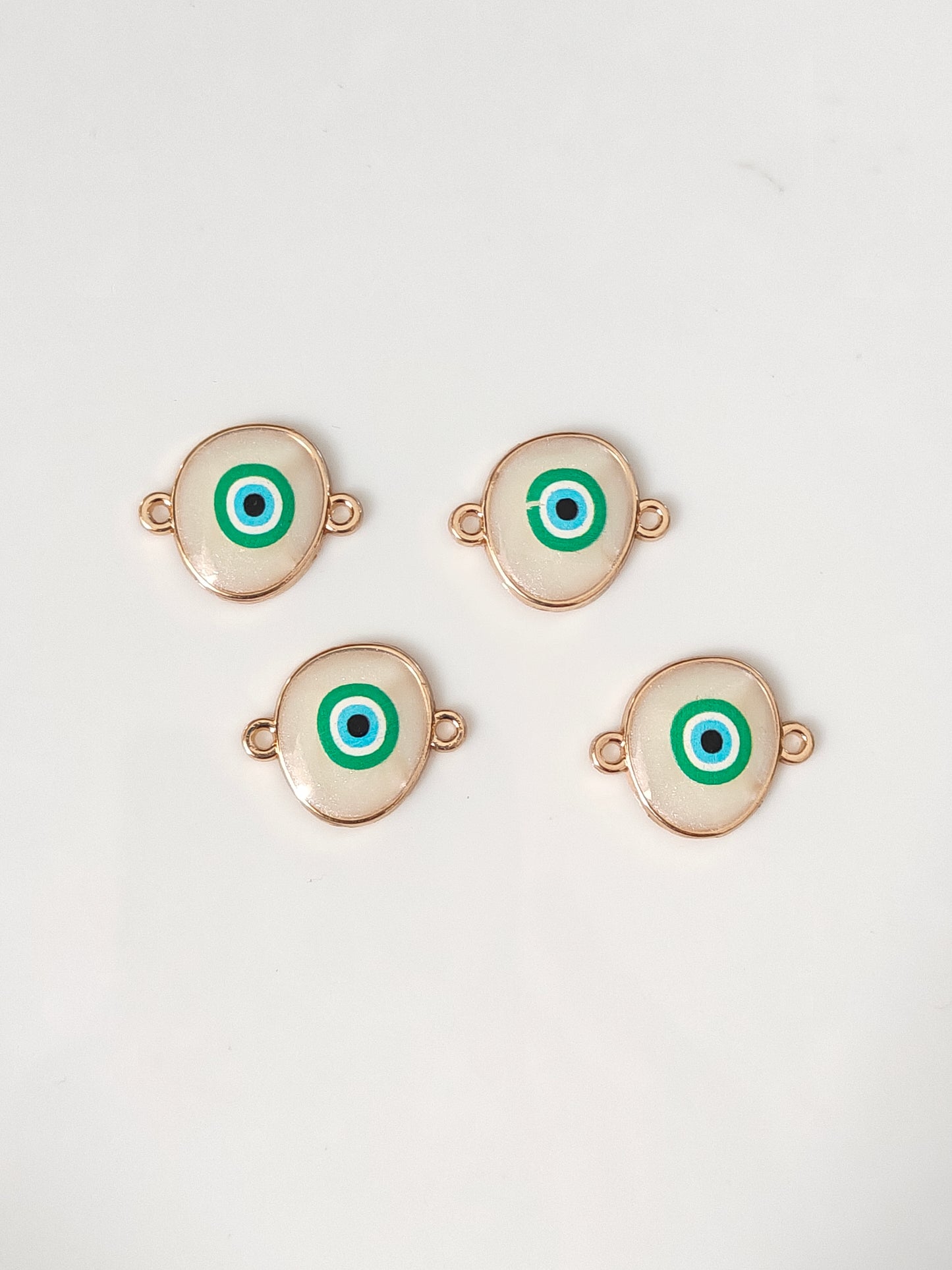 Oval Green Evil Eye Connector Charm - 1 Piece