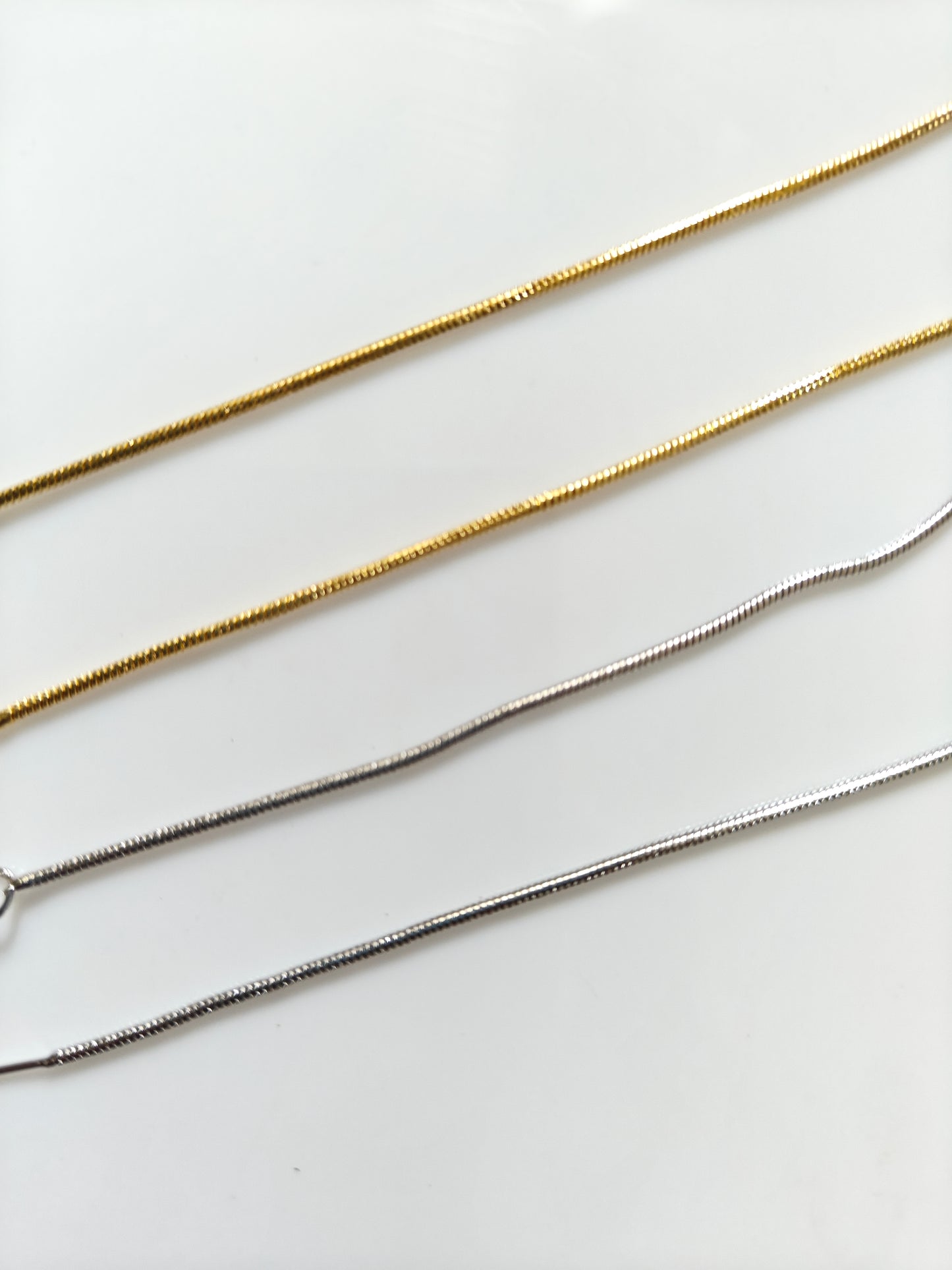 14k Gold / Rhodium Plated 1.2mm Width Snake Chain with connectors - 45cms