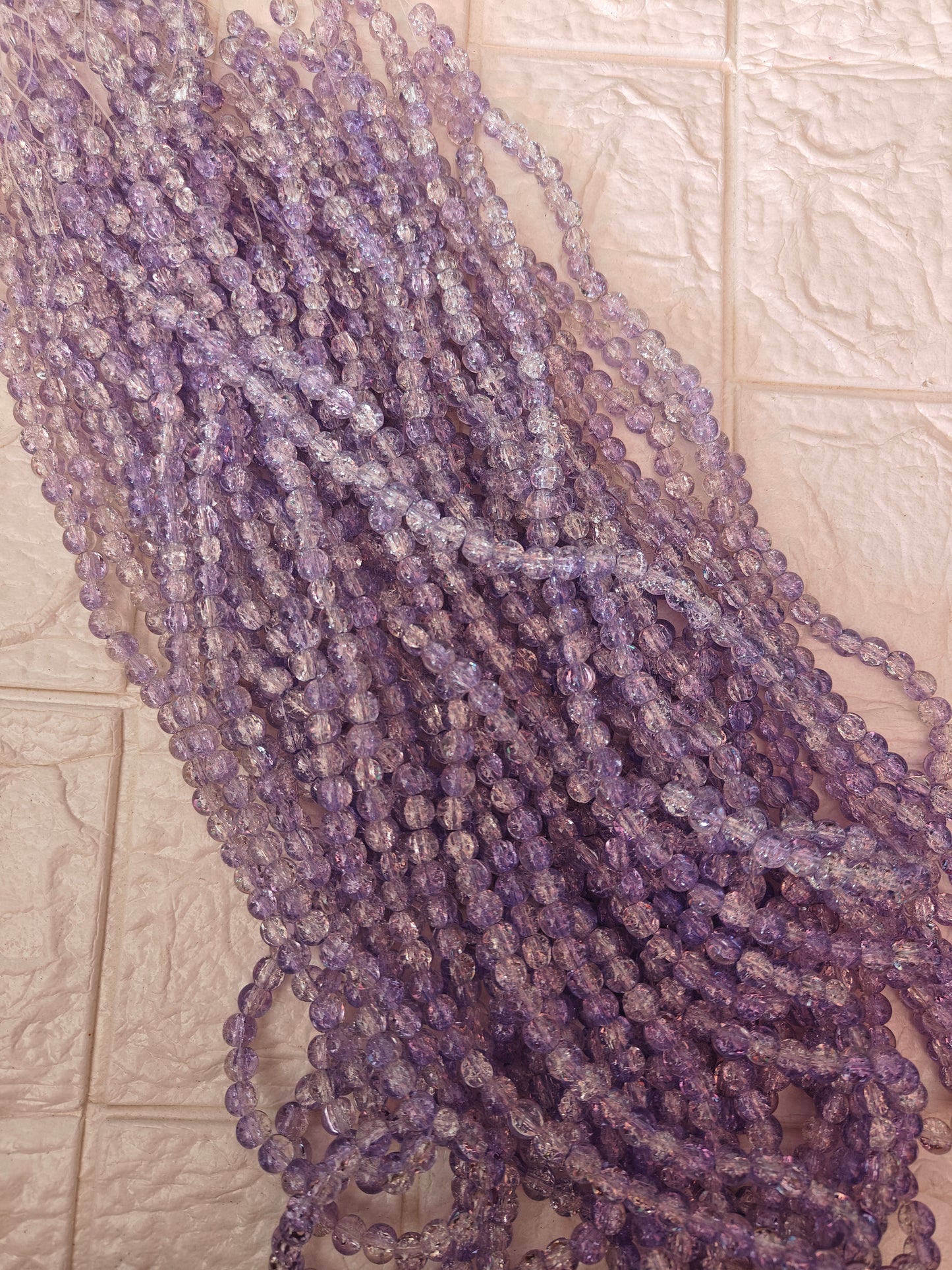 Dual Shade Crackle Beads 8mm Purple & White - approx. 100 beads