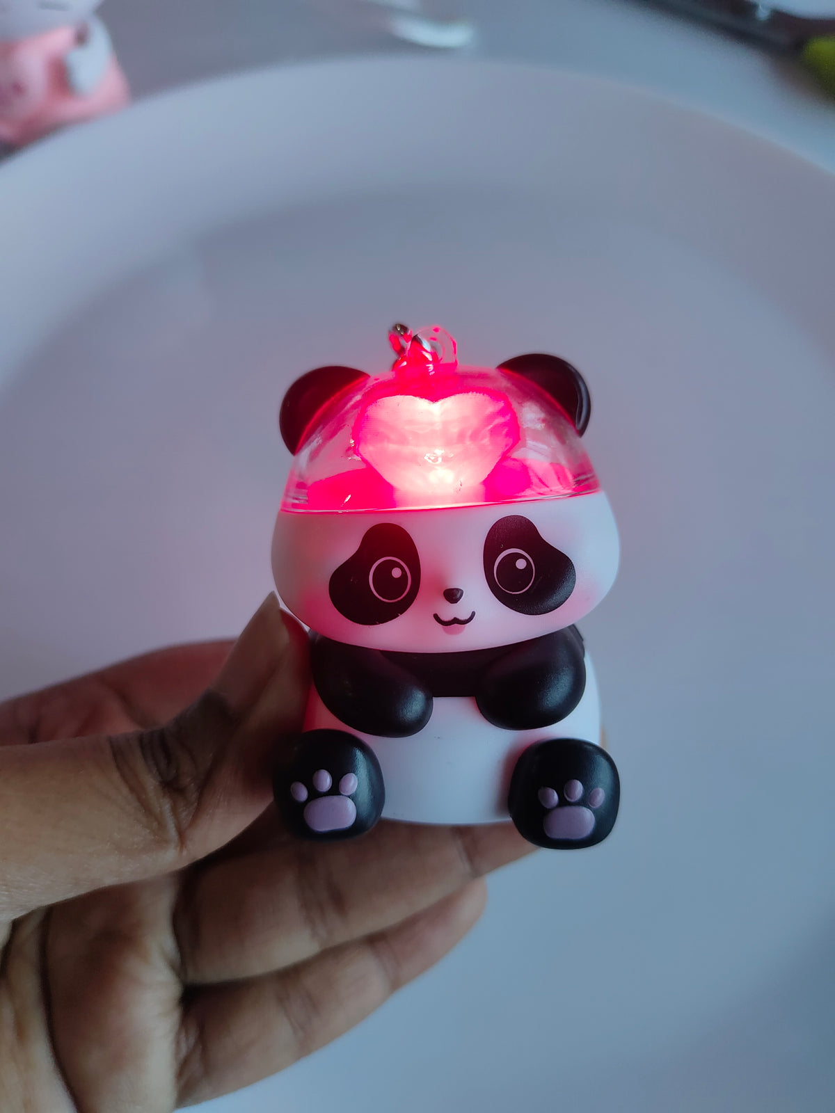 Mini Love Panda Light Keychain - Black