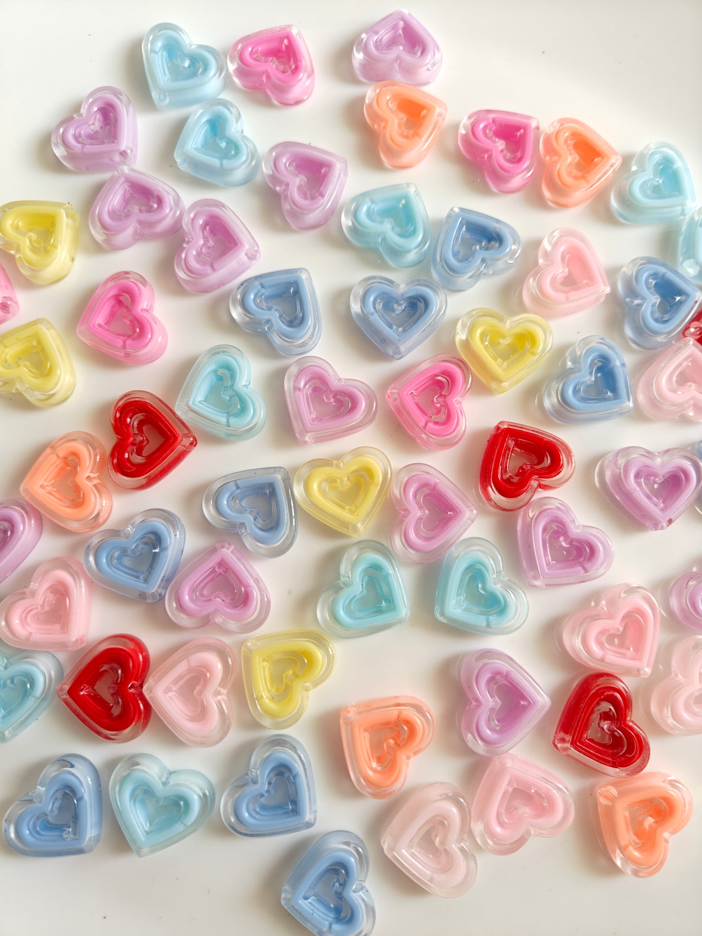 Acrylic Heart Beads - Random Mix 10 pieces