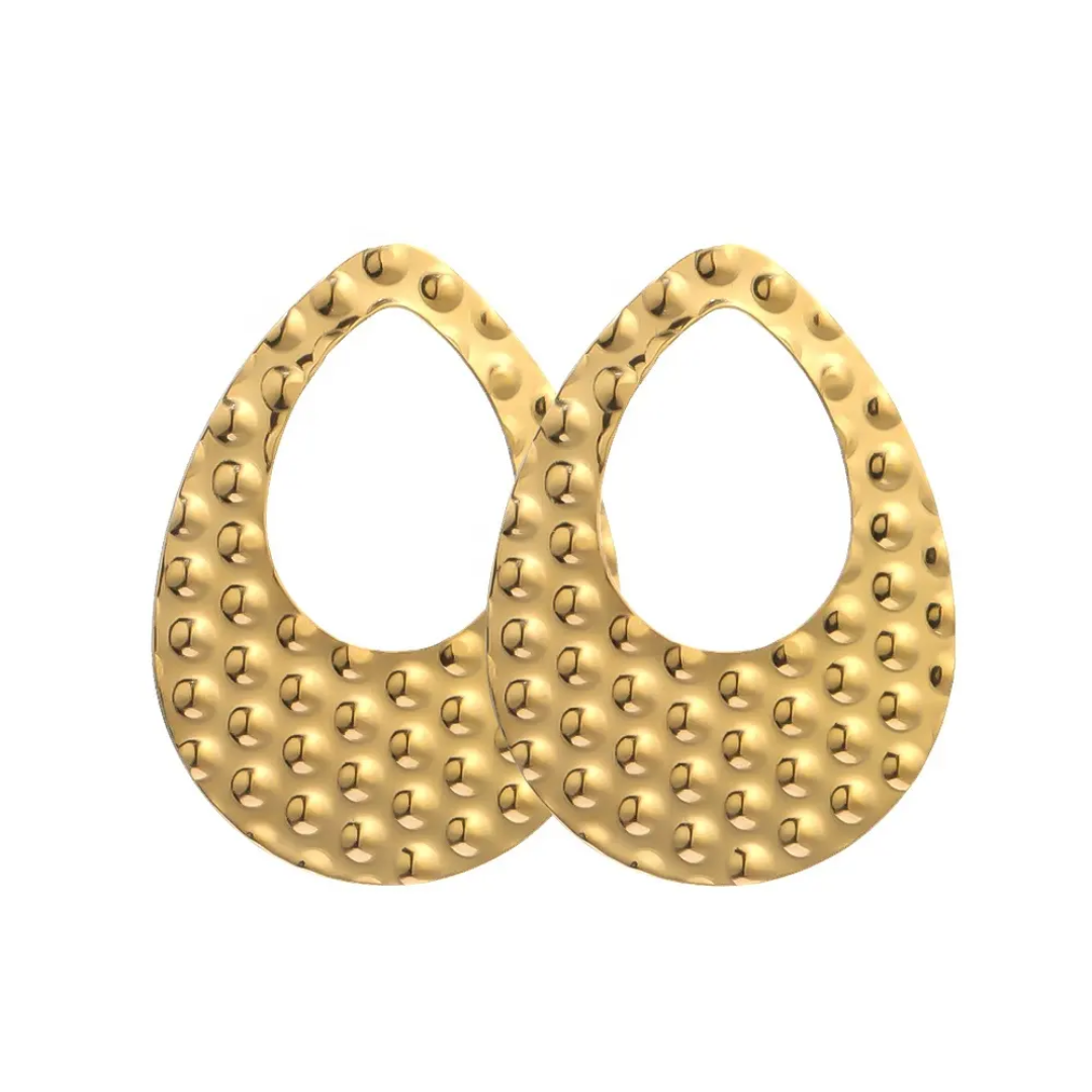 Stainless Steel Gold Hollow Embossing Big Drop Bezel - 1 Piece