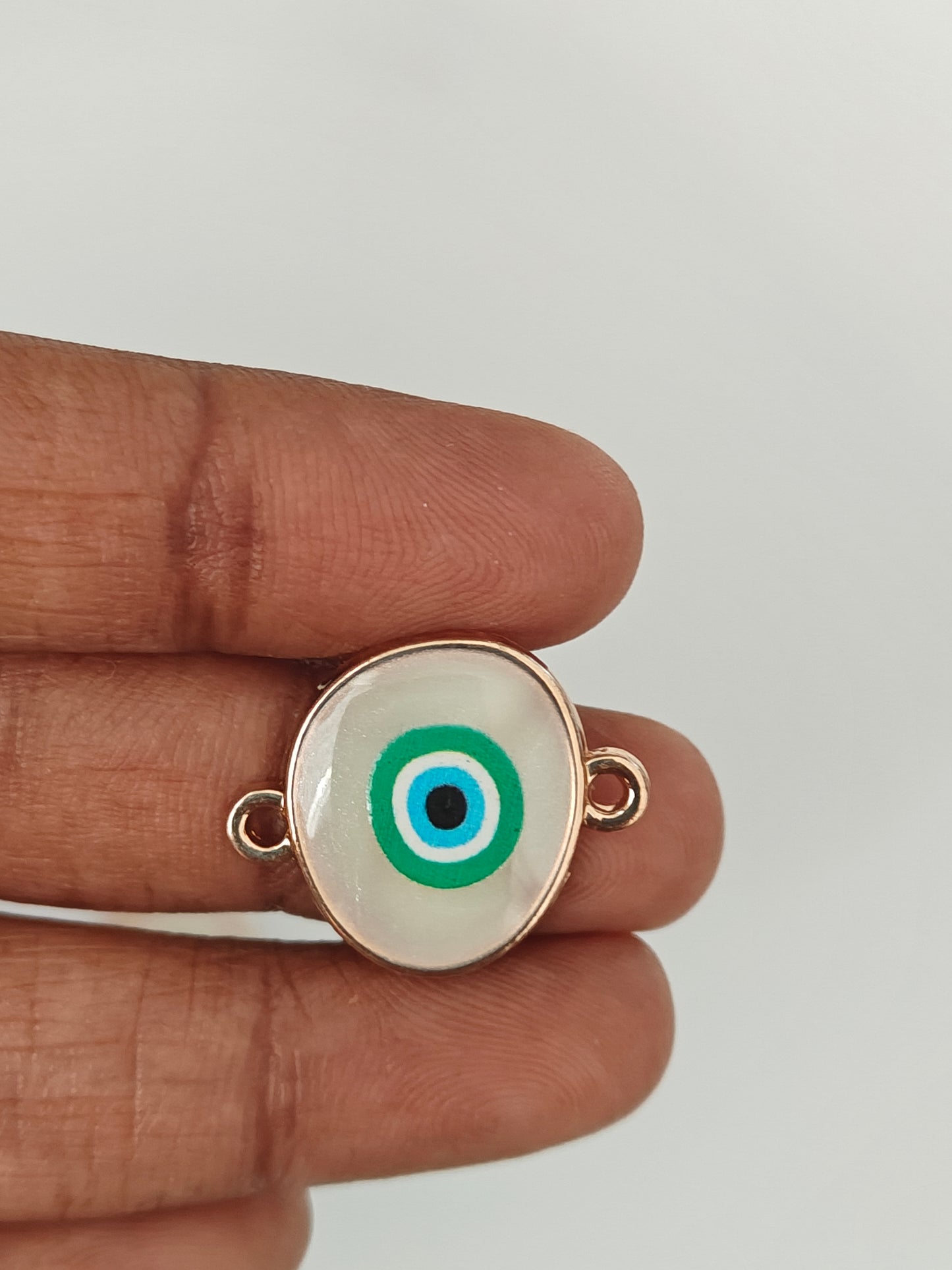 Oval Green Evil Eye Connector Charm - 1 Piece