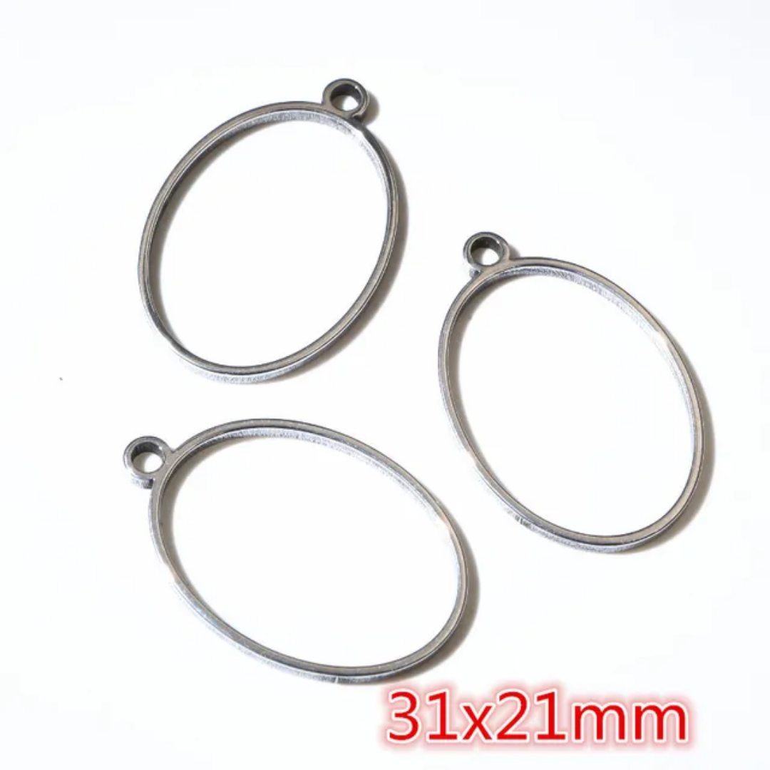 Stainless Steel Oval 31*21mm Bezel - 1 Piece