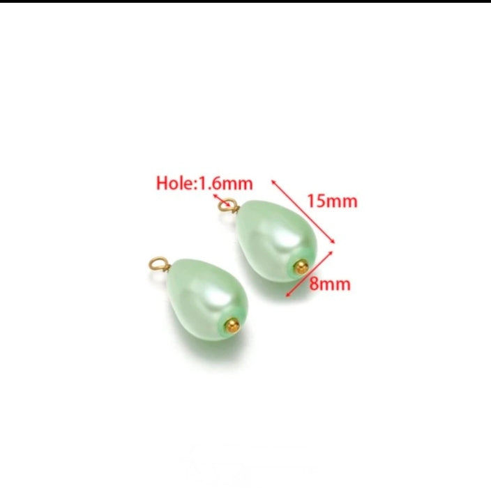Green Drop Pearl Charm - 1 Piece