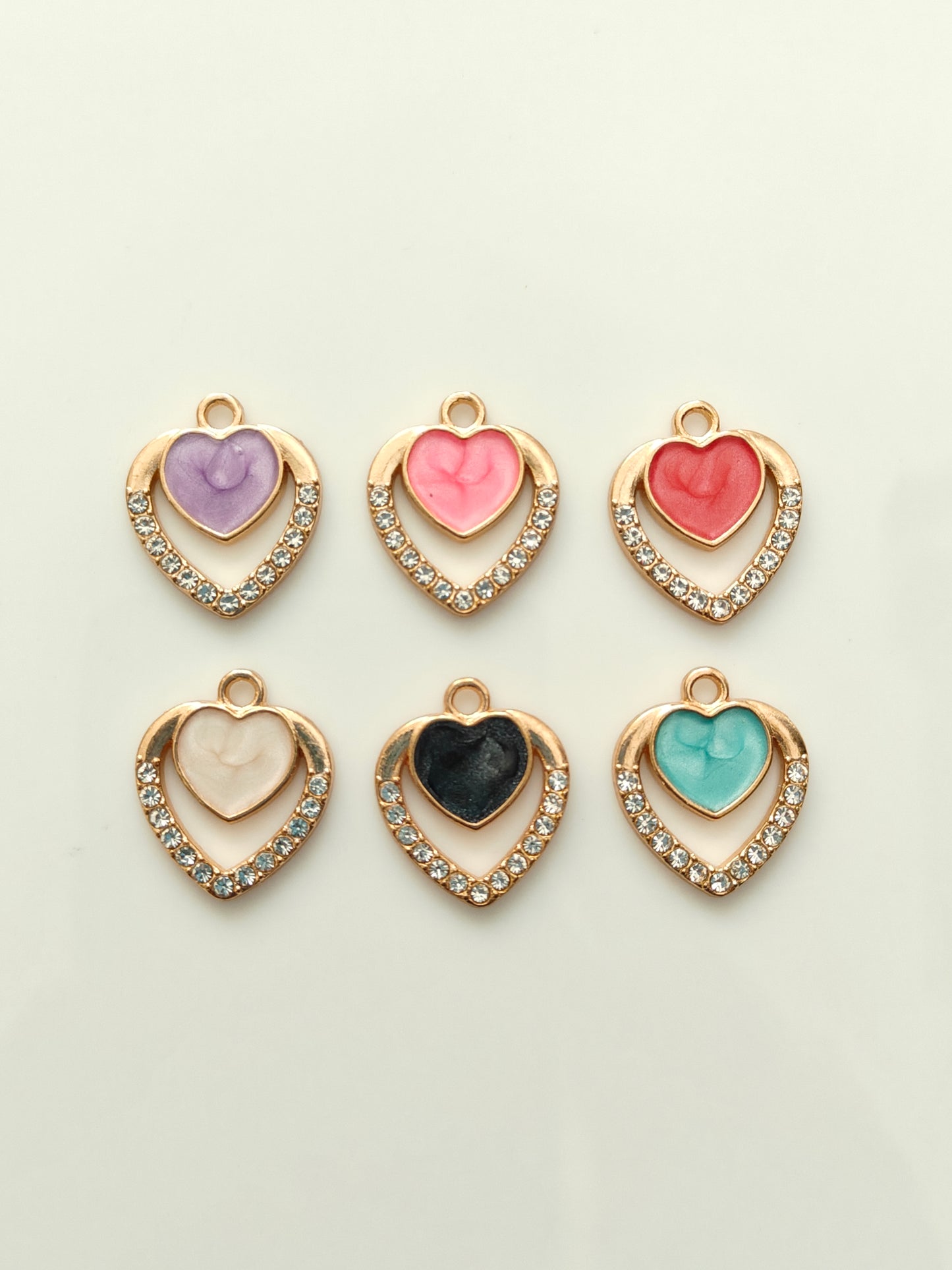 Layered Heart Enamel Charm - 1 Pc