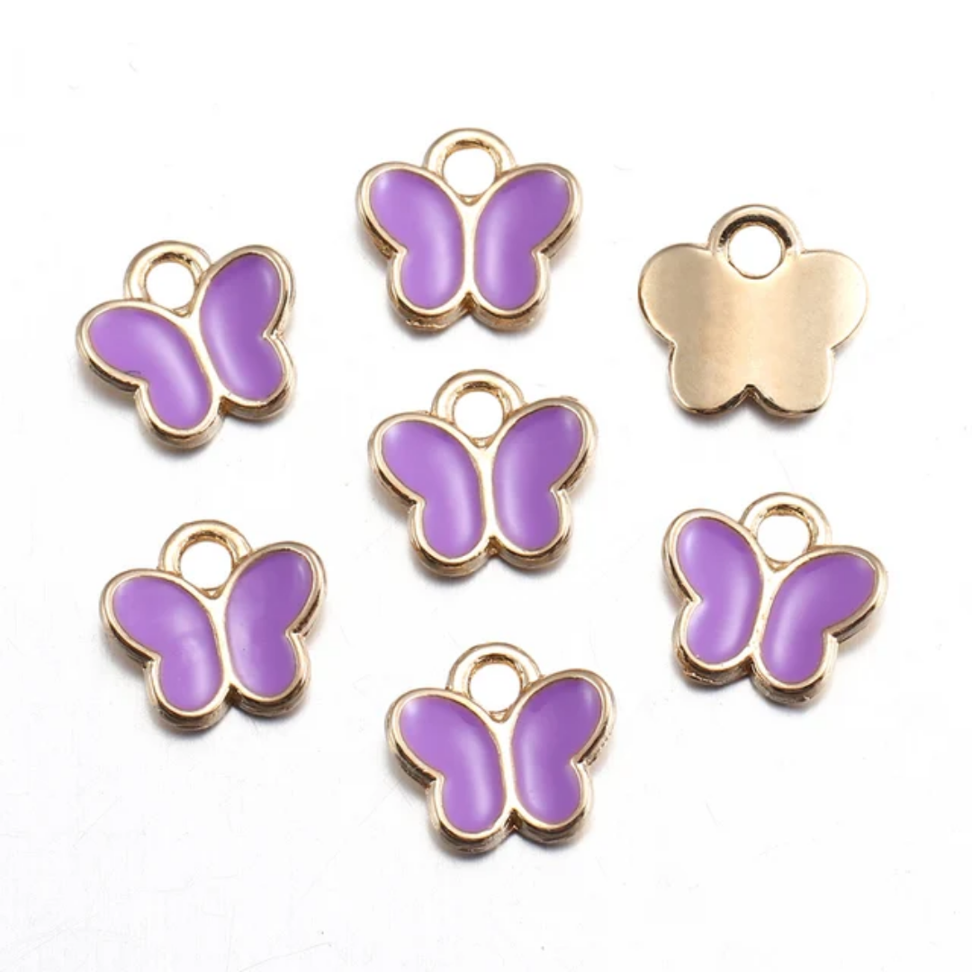Mini Butterfly Enamel Charm 8mm - 1 Piece
