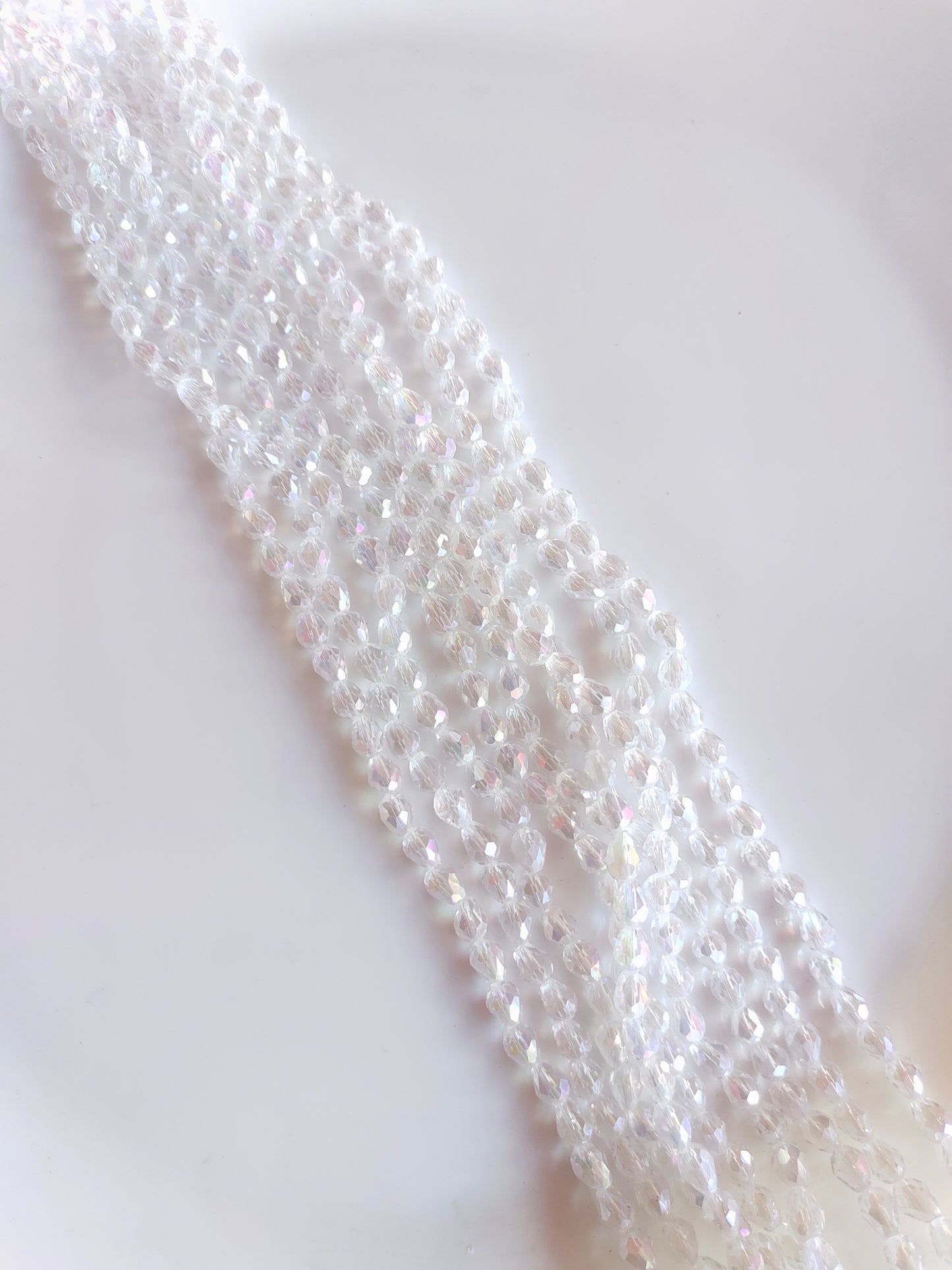 Drop 8*5mm Crystal Beads Clear/White